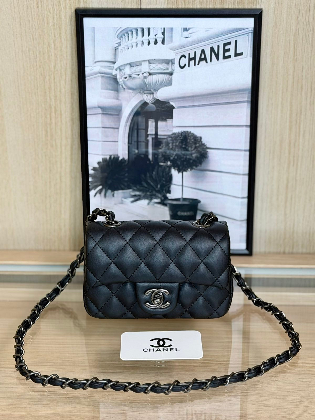 Chanel Mini Classic Quilted Flap – Black & Silver