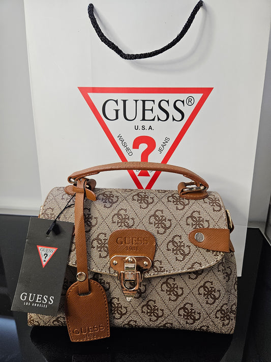 Guess Sestri Mini Satchel – Brown Logo