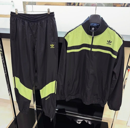 Adidas Originals Black & Neon Green Tracksuit Set