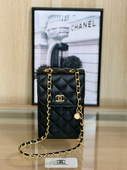 Chanel Classic Quilted Mini Flap – Black & Gold